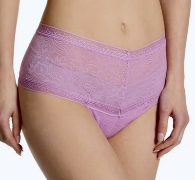 MAIDENFORM Smooth It Out Hi Waist Lace Lilac Petal Thong Panty NEW Womens Sz S 5