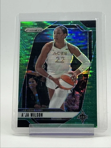 A'JA WILSON 2024-25 PANINI PRIZM WNBA GREEN PULSAR ACES /25 Q4006