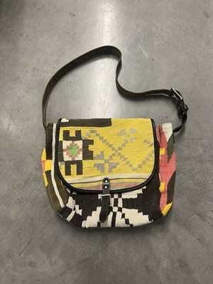 90 s Will Leather Goods Aztec Native Vintage Cross Body Tote Bag USA