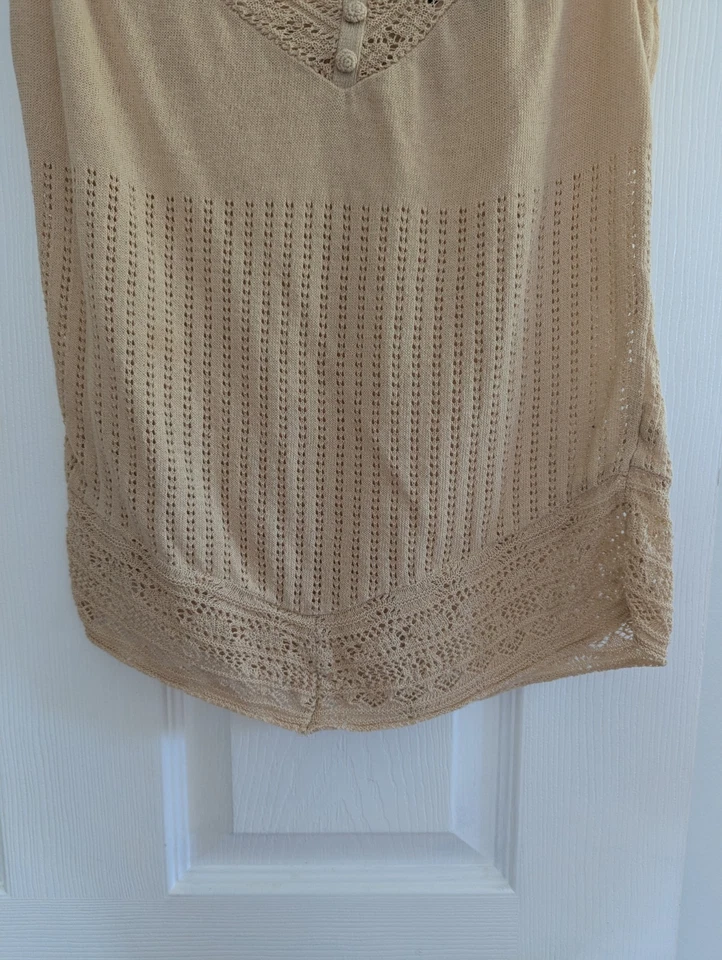 Suéter De Colección Sin Mangas Crema Para Mujer M 100% Algodón Femenino Minimalista Atemporal Foto 4 de 4