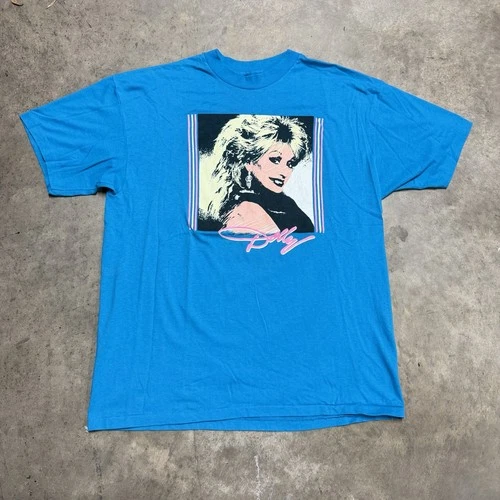 Dolly Parton Shirt Hanes 90s Country Music Blue T-Sh 1990s vintage concert t-shirt, vintage, size XL, single stitch, B+ condition