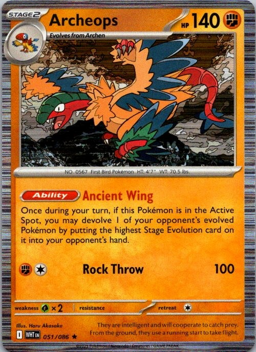 Archeops Holo Rare SV: White Flare 051/086 NM
