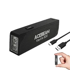 Acebeam Keylite 500 USB-C Keychain Light BLACK -500 Lumens w/ Eco-Sensa USB-C Ch