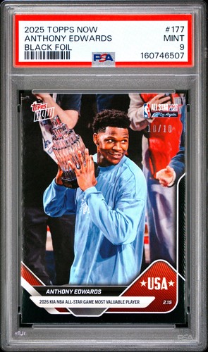2025 Topps Now #177 Anthony Edwards Black Foil PSA 9
