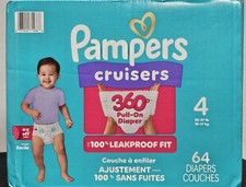Pampers Cruisers 360 Pull-On Size 4, 22-37 lbs, 64 Diapers 100 leak Protection