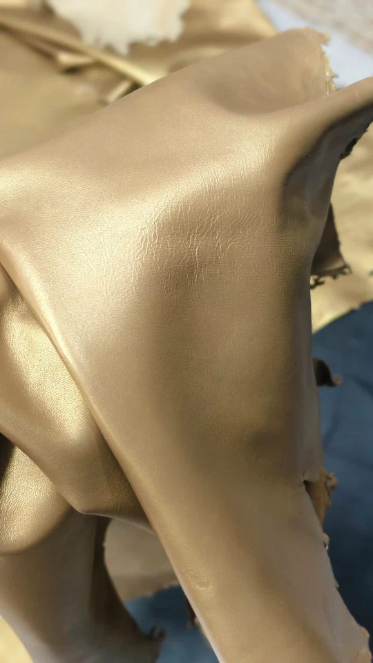 GOLDEN METALLIC Lambskin Leather Hides Indian Lambskin Skins Whole Hides 5sqf - Image 3 of 4