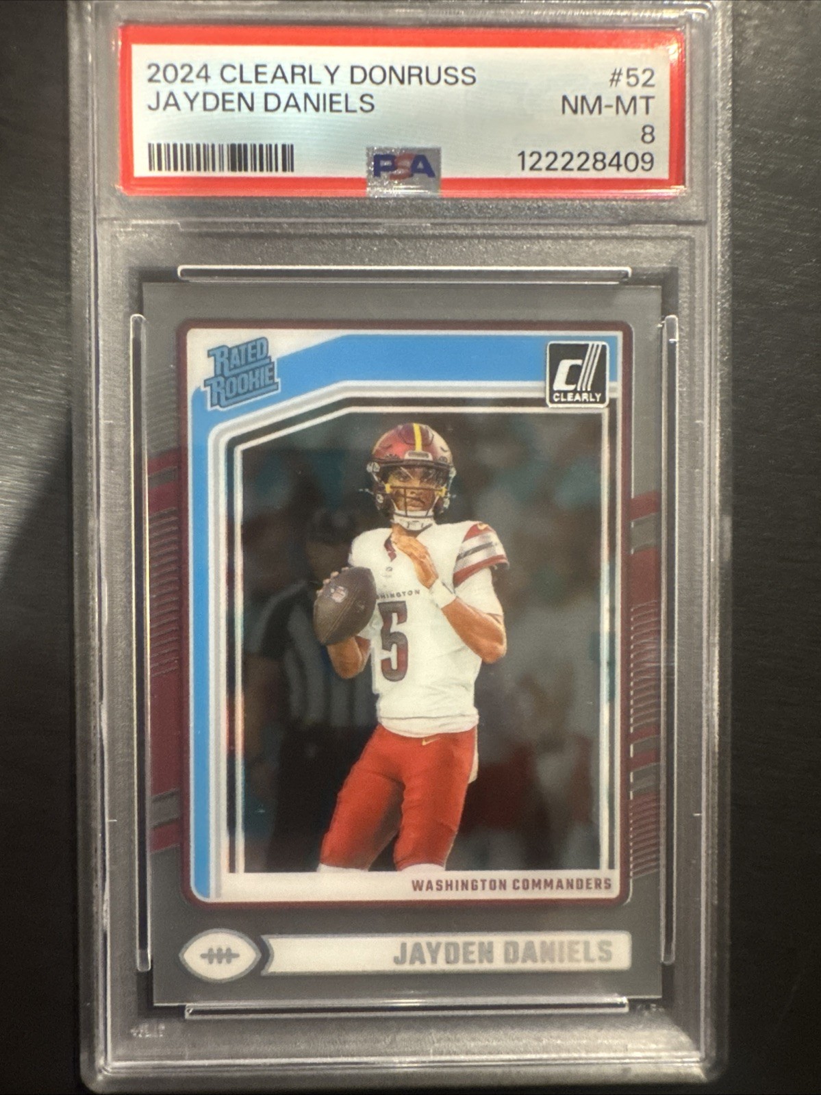 2024 Clearly Donruss Jayden Daniels #52 (RC) PSA 8 view 1
