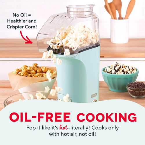 Hot Air Popcorn Popper Maker with Measuring Cup and Melting Tray Aqua - Picture 2 of 12