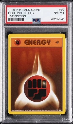 1999 POKEMON BASE SET 1ST EDITION #97 FIGHTING ENERGY PSA 8