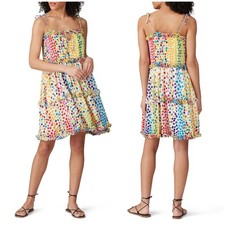 All Things Mochi Blessica Dress Rainbow Dots Mini Tiered Tie Straps Party Small