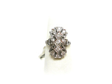 1930's Diamond Filigree Ring in 14 Karat White Gold Size 5 1/2