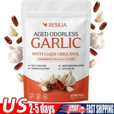 Resilia Garlic Extract 600mg Softgels 60 Count Odorless Aged Garlic Extra - US