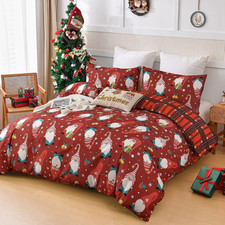 Queen Size Christmas Duvet Cover Set, 3-Piece Soft Microfiber Bedding