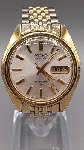 Vintage 1970s Seiko 7006 Automatic Day Date Gold Dial Mens Watch 17J Not Working
