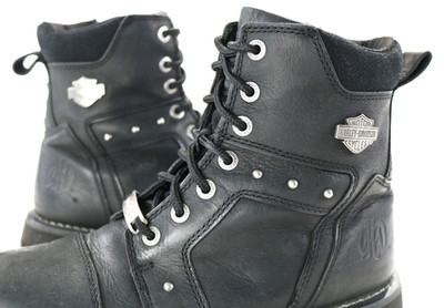 harley davidson boots 11 black leather Oakleigh D84276 ankle riding lace zip euc