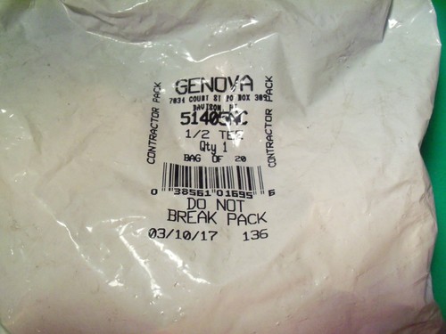 Lot of (20) Genova 51405NC CPVC Tee 1/2 x 1/2 x 1/2 Slip Dia. in. NEW LV57