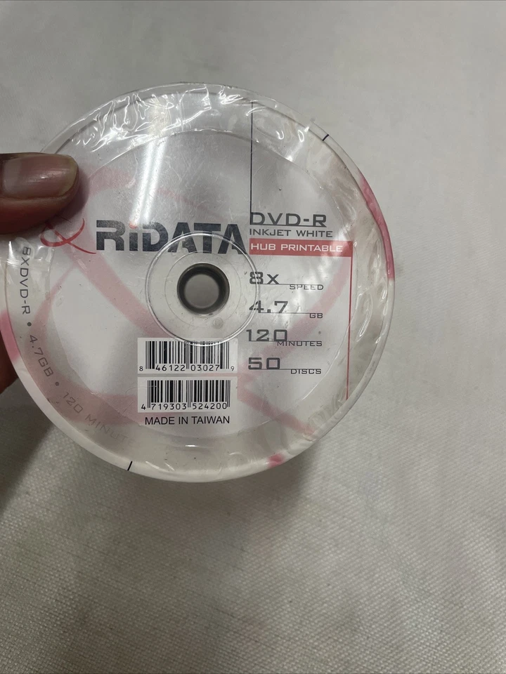 50 RIDATA Blank 8X  DVD-R Ink-Jet White  4.7GB Recordable Media Discs - Image 3 of 3