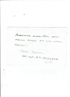 A U T O G R A P H: Eigenhändige Hommage von Prof. Dr. Carlo Schmid (1896 - 1979)