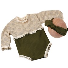 Newborns Shower Gift Photo Clothes One-piece Bow Headband Baby Photoshoot Outfit