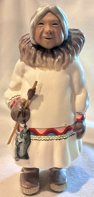 C. Alan Johnson  RACHEL  Fishing Woman WHITE PARKA Alaska Figurine AF 69  1962