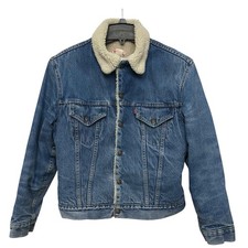 VTG Made In USA 70s Levi s Type III Denim Sherpa Lined Trucker Jacket 42 Medium