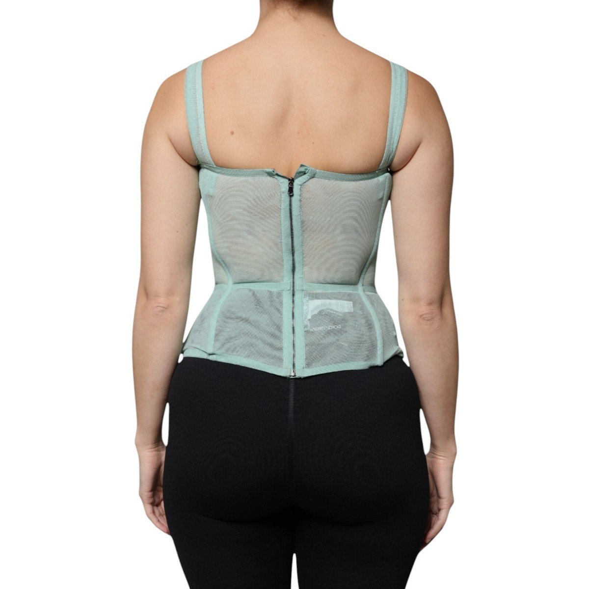 DOLCE & GABBANA Top Green Cotton Bustier Corset Sleeveless