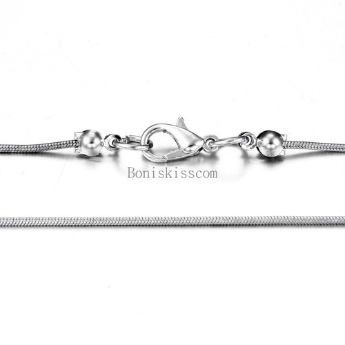 Stainless Steel 1.0mm Thin Round Snake Chain Snake Link Necklace 17 Inch Long - Picture 6 of 6