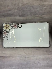 D' Lusso Designs Ceramic Serving Platter Dish Trinkets Floral Design