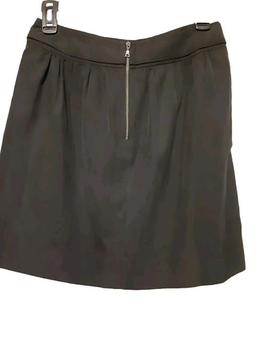 Tahari Sz 4 Dark colored Skirt Mini above knee sewn on tie belt Zips pockets - Picture 4 of 9