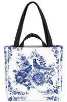 Fasan Blumenbukett Tasche Fliesen Blau Weiss Dekoration Landhaus Stil Rosen
