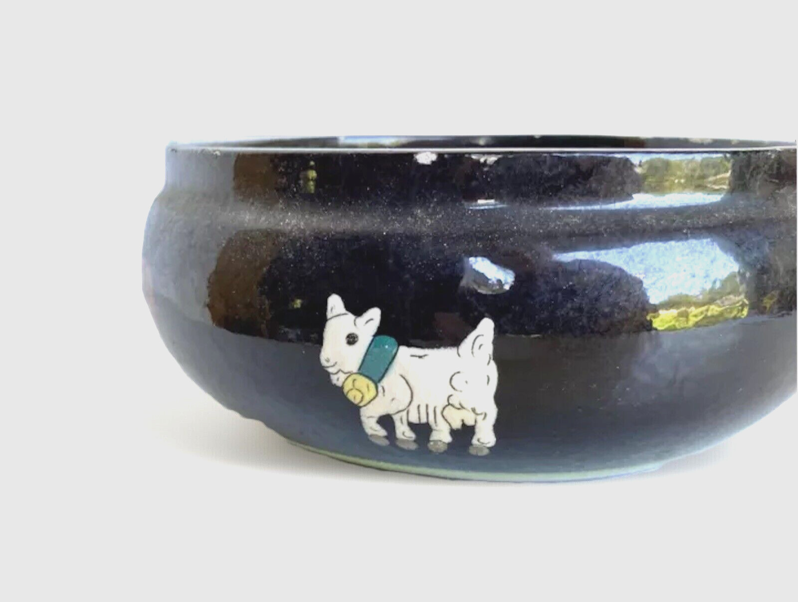 Vintage Swiss Handled Pottery Bowl Burkart Handarbeit Kunst Keramik, Cow Art