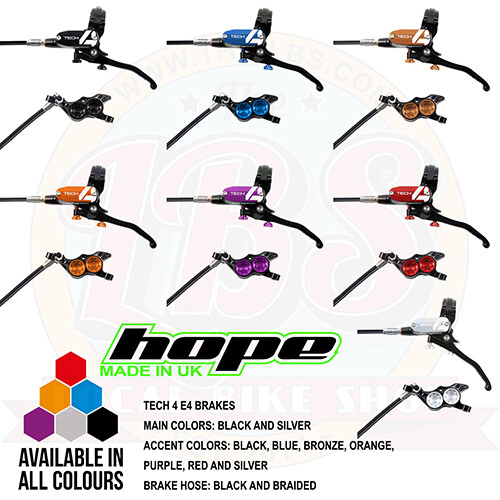 Hope Tech 4 E4 Enduro MTB Brakes - Black / Braided Hose - All Colors - Brand New