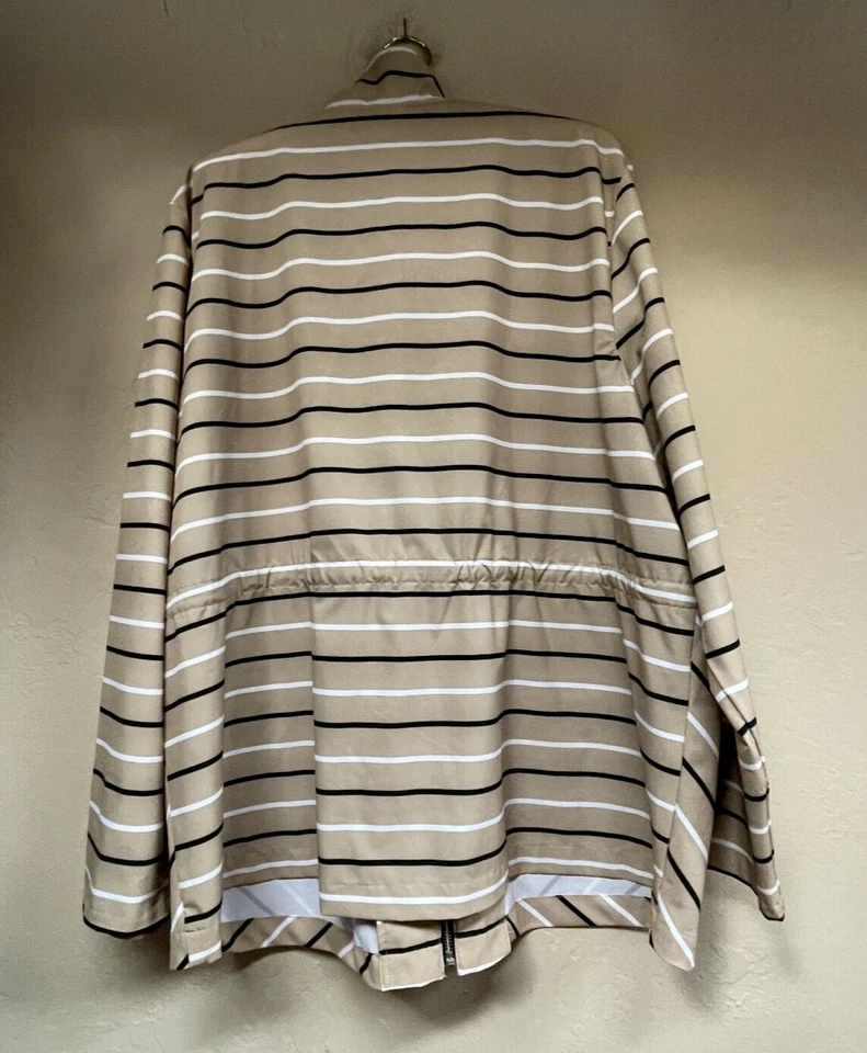 Chaqueta Zenergy By Chico's para mujer 3 cremallera completa cuello embudo manga larga rayas tostado Foto 2 de 4