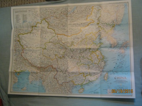 CHINA WALL MAP + INFORMATION & HISTORY National Geographic July 1991