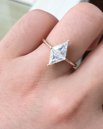 Trilliant Cut Diamond Ring Modern Geometric Engagement Ring Lab Created - Video 1 of 1