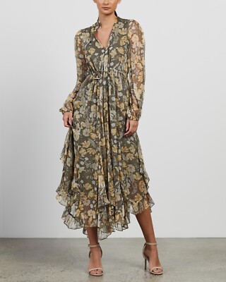 shona joy green floral dress Aurore Sleeveless Midi