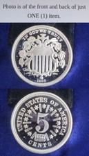 1866 Five Cents Shield Nickel 2 Troy Oz .999 Silver Proof Round 241912 95.00 per troy oz