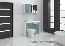 METALLIC BLUE GLOSS BATHROOM FITTED FURNITURE 1100MM WITH WALL UNITS