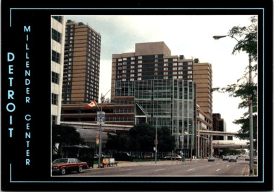 Detroit Michigan Millender Center Atrium Apartments Shops PMV c1990 Postcard MI