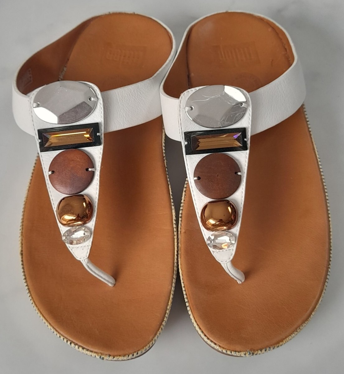 Jewel Fitflop White Sandals Women's FitFlop, Lulu Jewel Thong Sandal