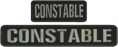 CONSTABLE mbroidery patch 2X11 and hook on back  black  background  gray letters