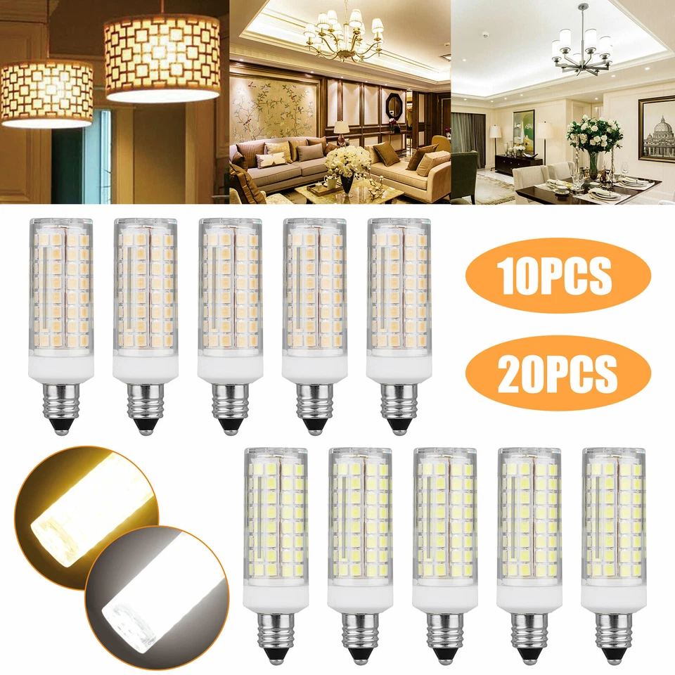 9W E12 LED Corn Bulb Light 6000K Candelabra Ceiling Fan Daylight Ceramics Lamps - Image 2 of 4