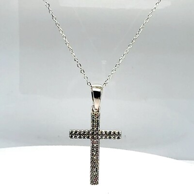 Sterling Silver EJCN 925 Cubic Zirconia Cross Pendant