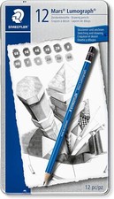 Staedtler Mars Lumograph Art Drawing Pencils, 12 Pack Graphite Pencils in Metal