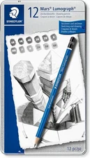 Staedtler Mars Lumograph Art Drawing Pencils, 12 Pack Graphite Pencils in Metal
