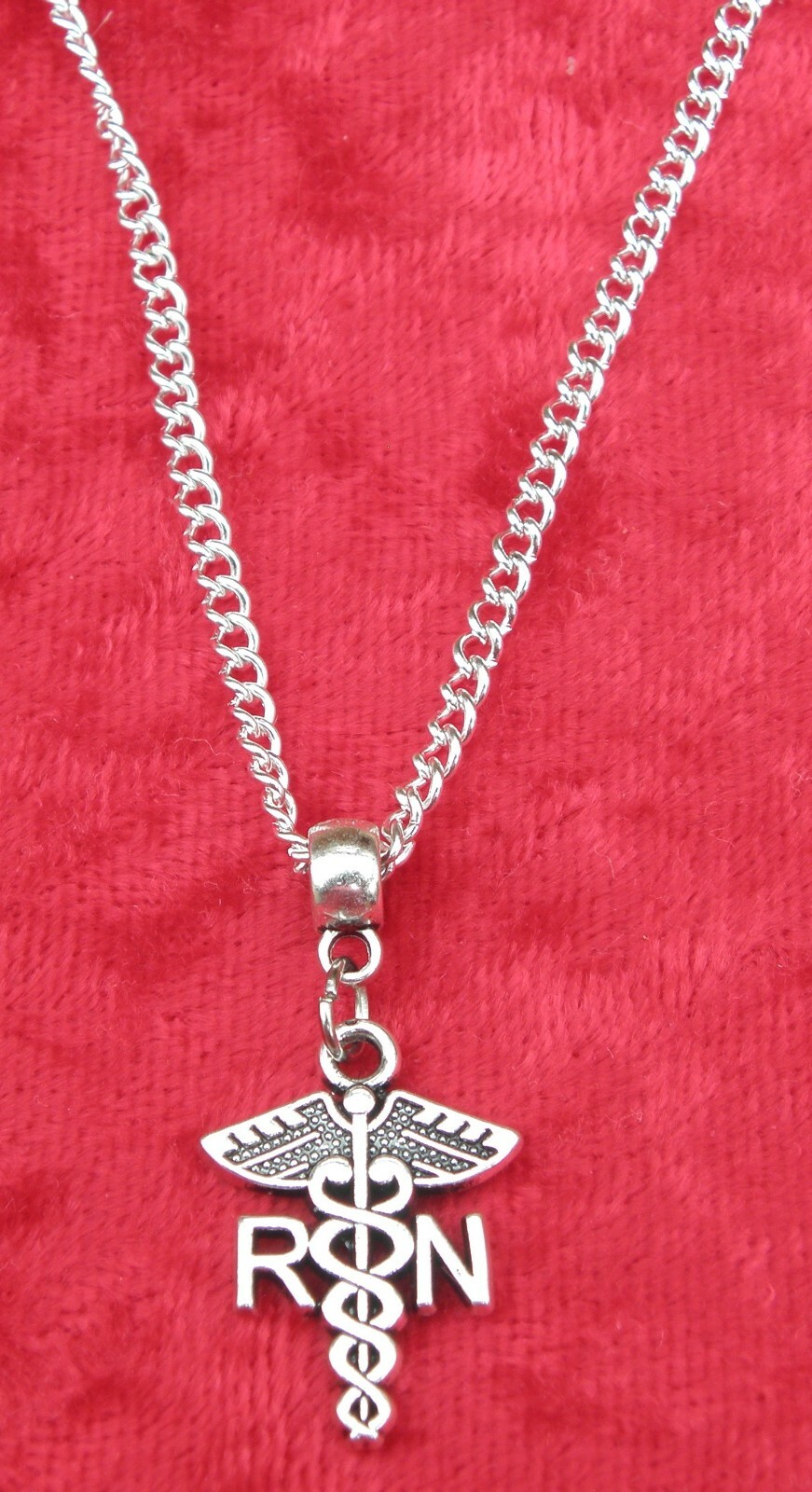 Registered Nurse RN Pendant Necklace 18" or 24" Inch Fine Chain Caduceus Charm eBay