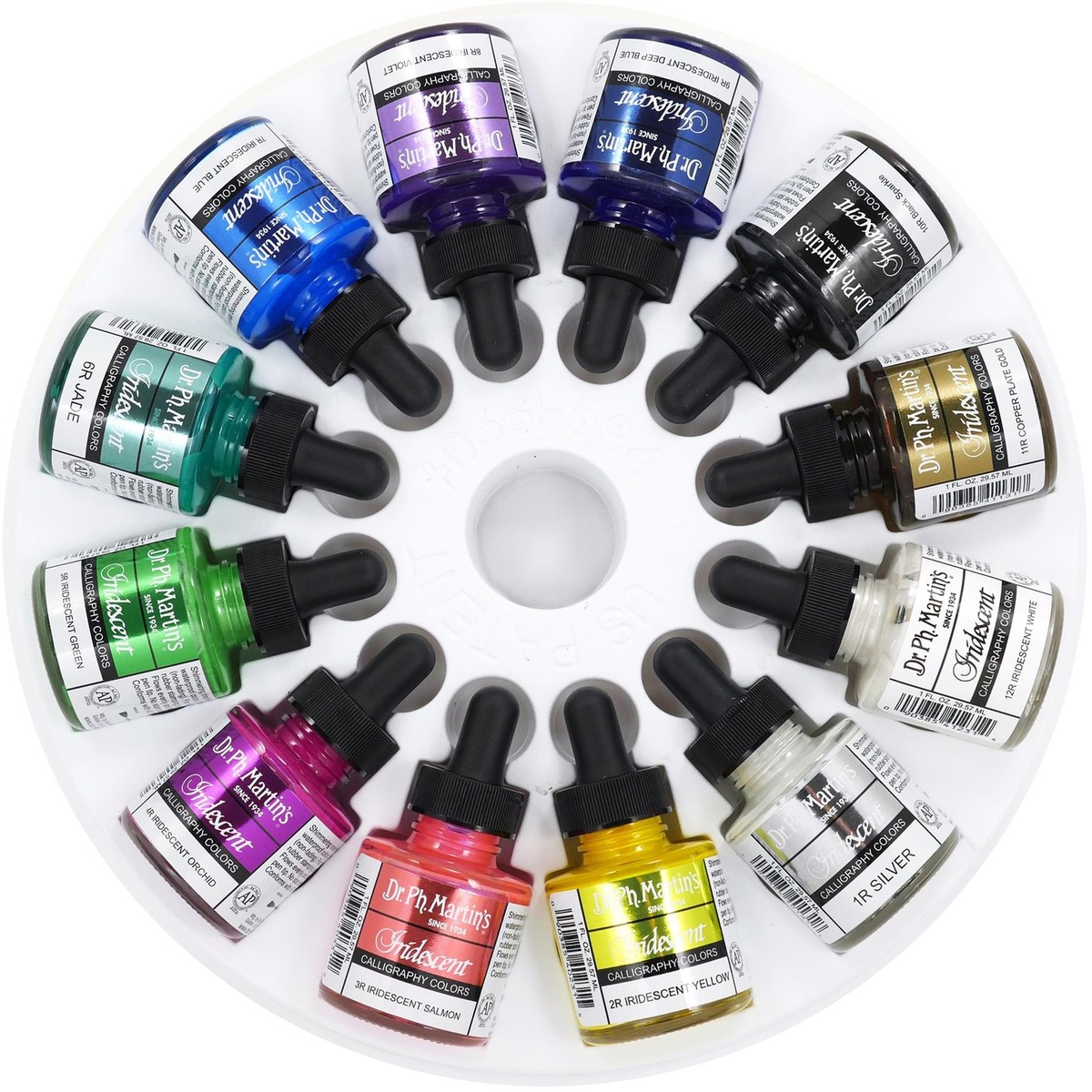 Dr. Ph. Martin's Calligraphy Ink - Iridescent Black Sparkle, 1 Fl Oz Bottle, Waterproof & Lightfast