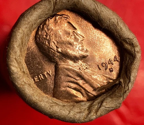 1944-S OBW OLD BANK WRAP ROLL BU UNCIRCULATED LINCOLN WHEAT CENT PENNIES