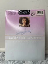 Jaclyn Smith Lycra Ultra Sheer Control Top Sandalfoot Pantyhose Jet Black Sz. C
