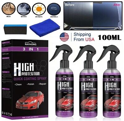 3× Quick Hydrophobic 3 in 1 High Protection Car Coat Ceramic
